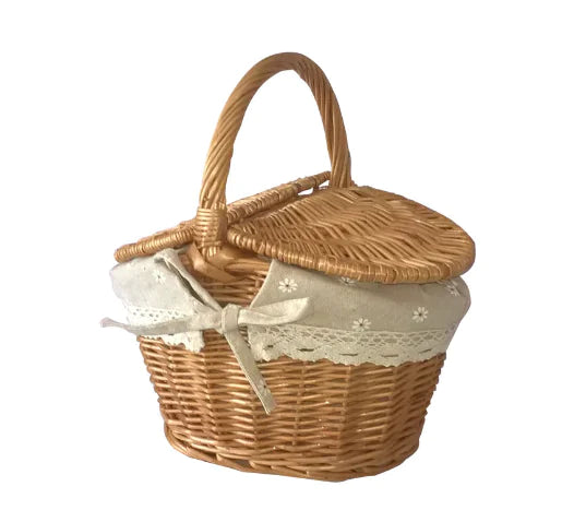 Woven Willow Picnic Basket with Fruit Bowl (One Piece)