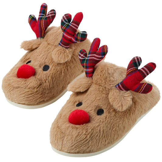 Gilbins Womens-Mens Christmas Holiday Ugly Warm Memory Foam Fleece Slippers Sweater Reindeer Winter Soft Cozy Home Booties slipper for Indoor & Outdoor (Women Medium)