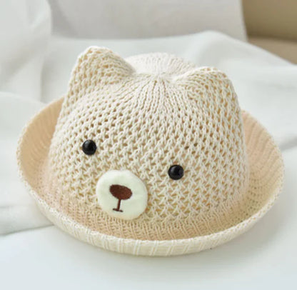 "Baby Girl Summer Beach Straw Travel Hat"