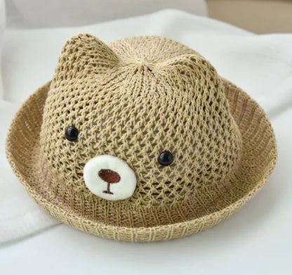 "Baby Girl Summer Beach Straw Travel Hat"