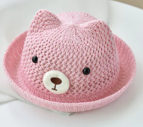 "Baby Girl Summer Beach Straw Travel Hat"