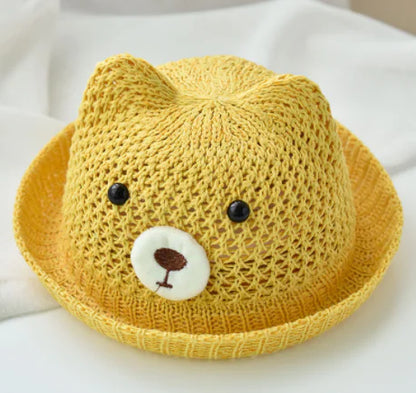 "Baby Girl Summer Beach Straw Travel Hat"
