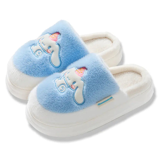Sanrio Winter Plush Slippers - Thick Cozy Indoor Shoes